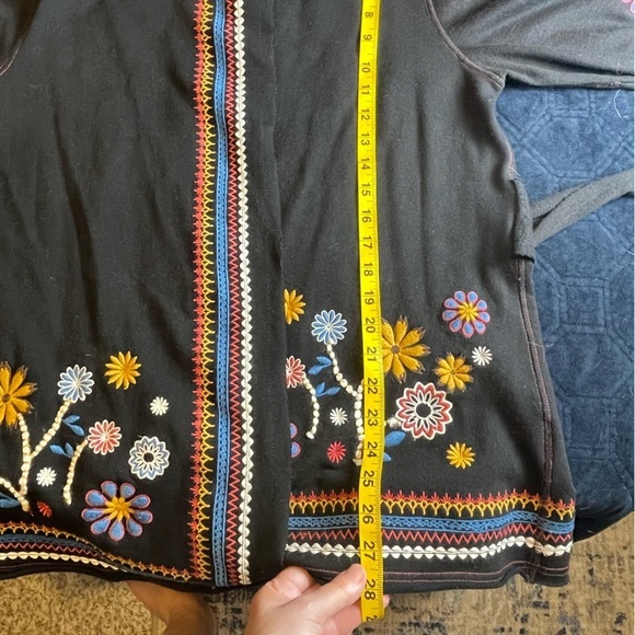 Charlie Paige Black Colorful Embroidered Cardigan Size S/M - Picture 7 of 9